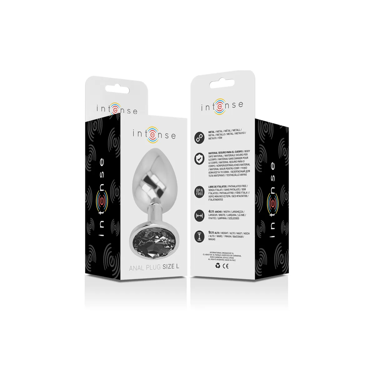 Analplug aus Aluminiummetall mit Schwarzem Glas, Grösse L von Intense Anal Toys | Fesselliebe.de