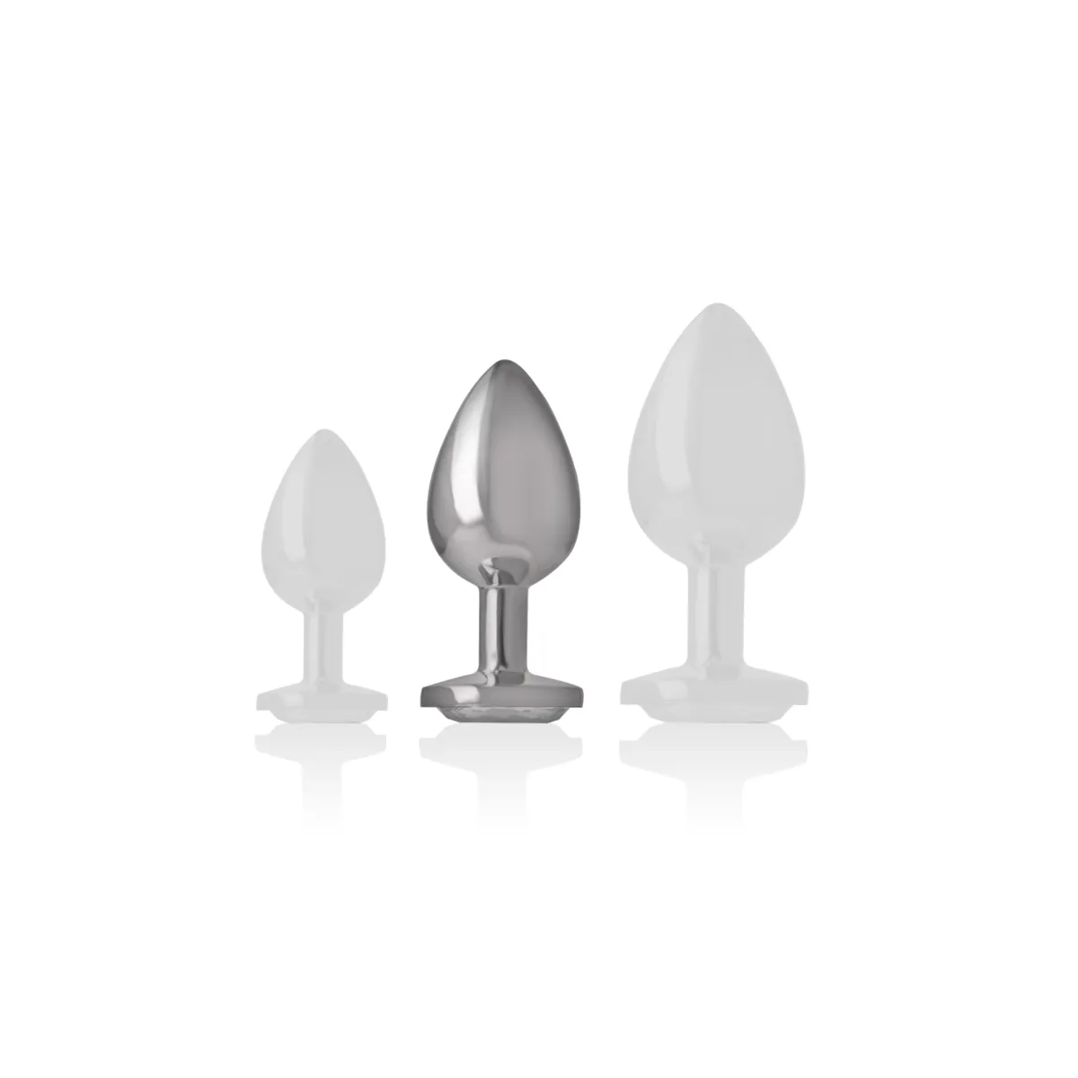Aluminium-Metall-Analsplug mit Silbernem Kristall, Grösse M von Intense Anal Toys | Fesselliebe.de