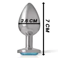 Analstecker aus Aluminiummetall mit Blauem Kristall, Grösse S von Intense Anal Toys