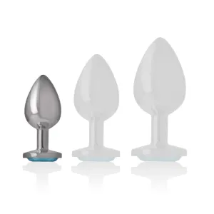 Analstecker aus Aluminiummetall mit Blauem Kristall, Grösse S von Intense Anal Toys