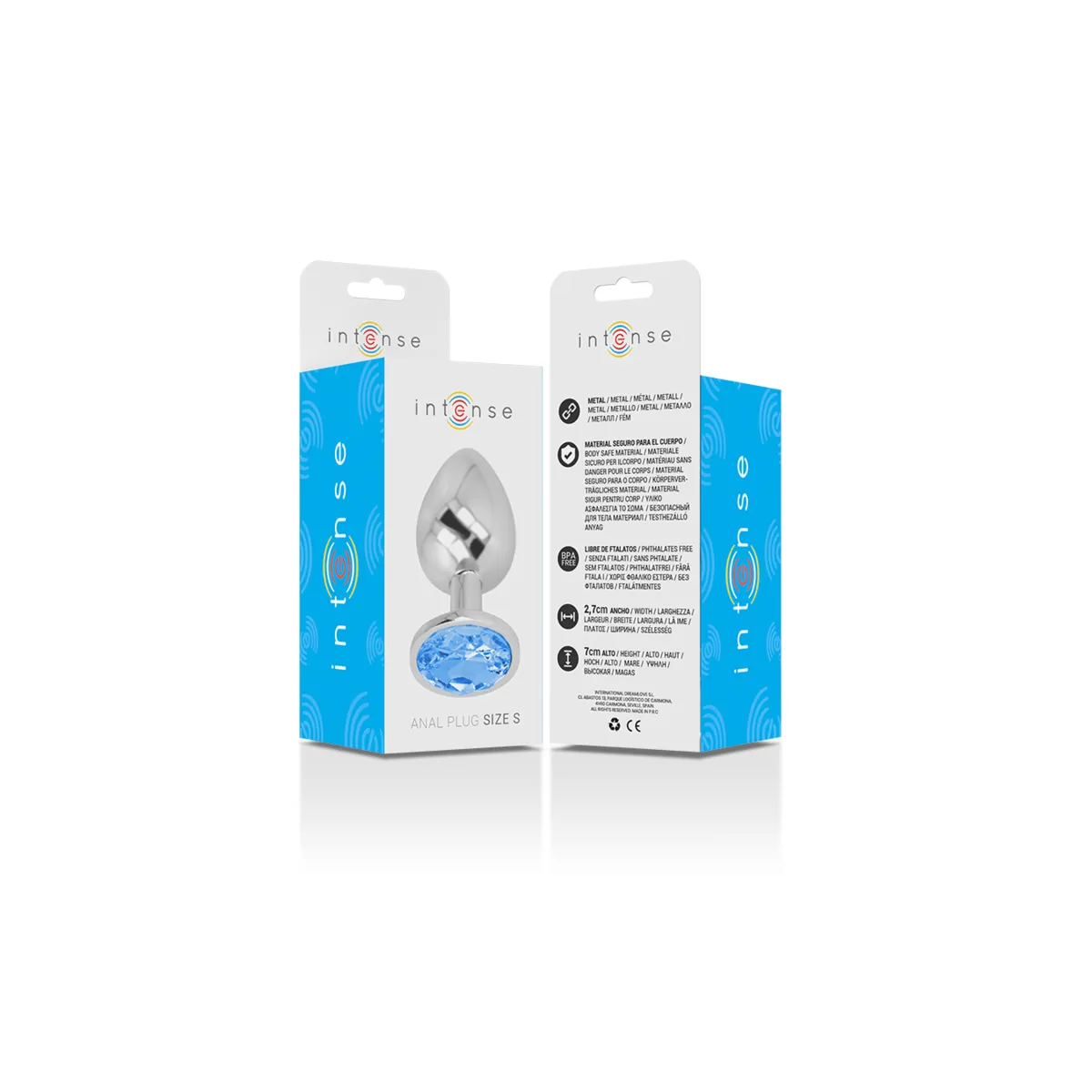 Analstecker aus Aluminiummetall mit Blauem Kristall, Grösse S von Intense Anal Toys | Fesselliebe.de
