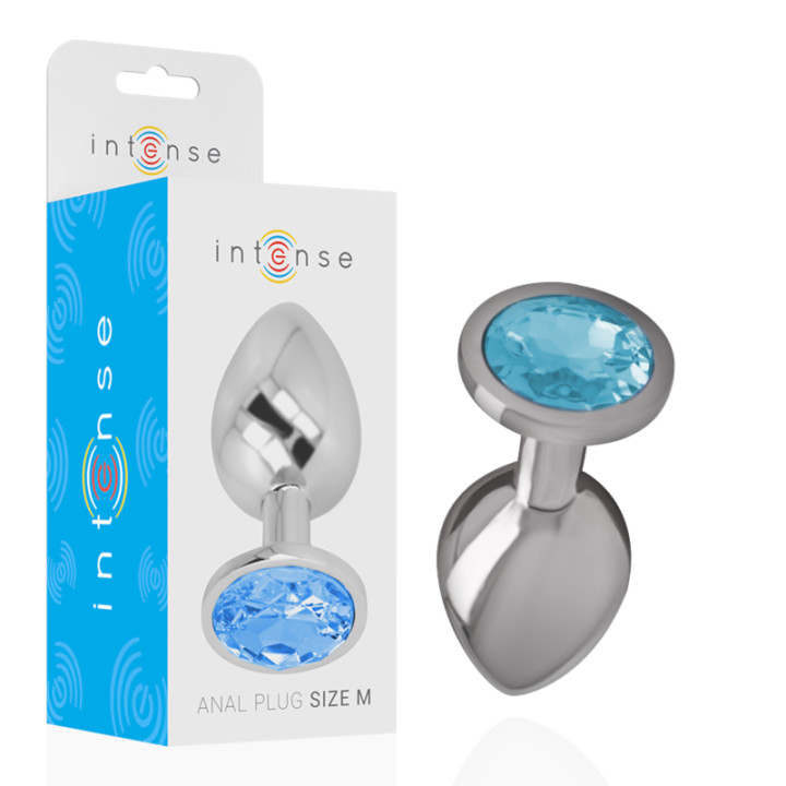Analplug aus Aluminiummetall mit Blauem Glas, Grösse M von Intense Anal Toys | Fesselliebe.de