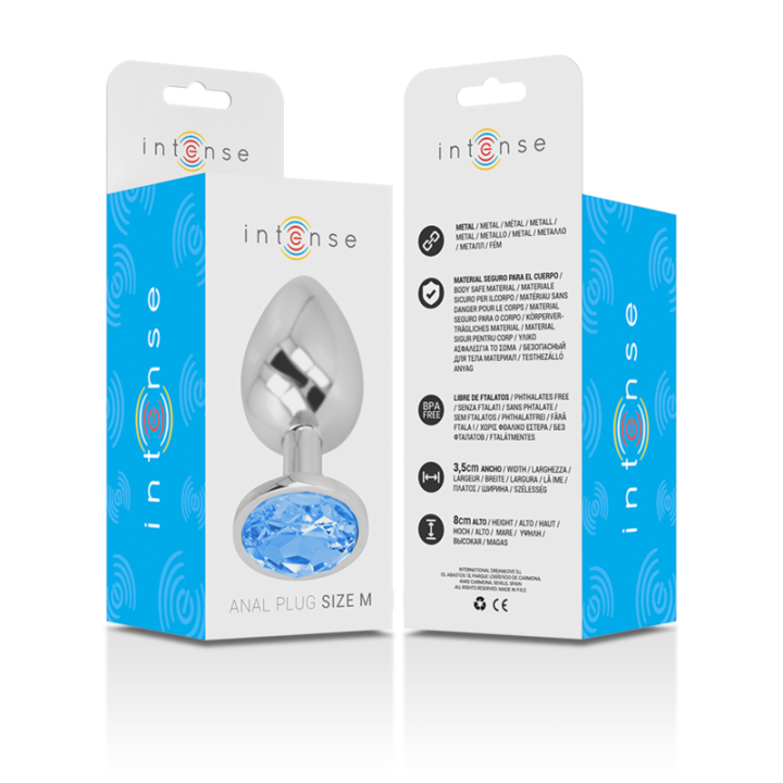 Analplug aus Aluminiummetall mit Blauem Glas, Grösse M von Intense Anal Toys | Fesselliebe.de