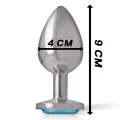 Analplug aus Aluminiummetall mit Blauem Kristall, Grösse L von Intense Anal Toys
