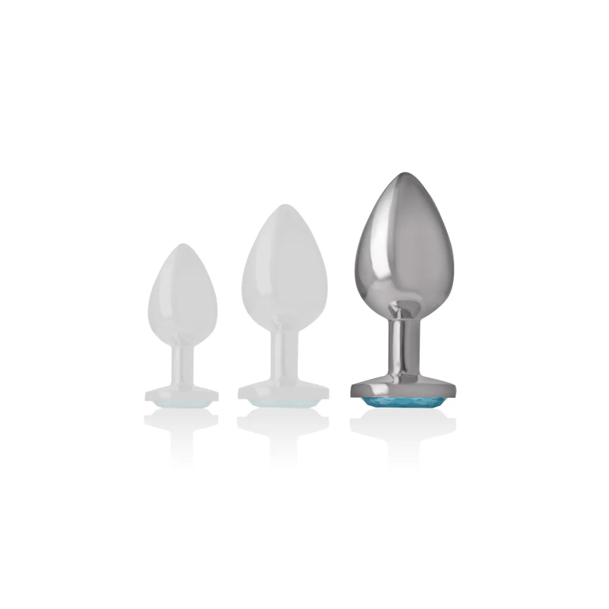 Analplug aus Aluminiummetall mit Blauem Kristall, Grösse L von Intense Anal Toys | Fesselliebe.de