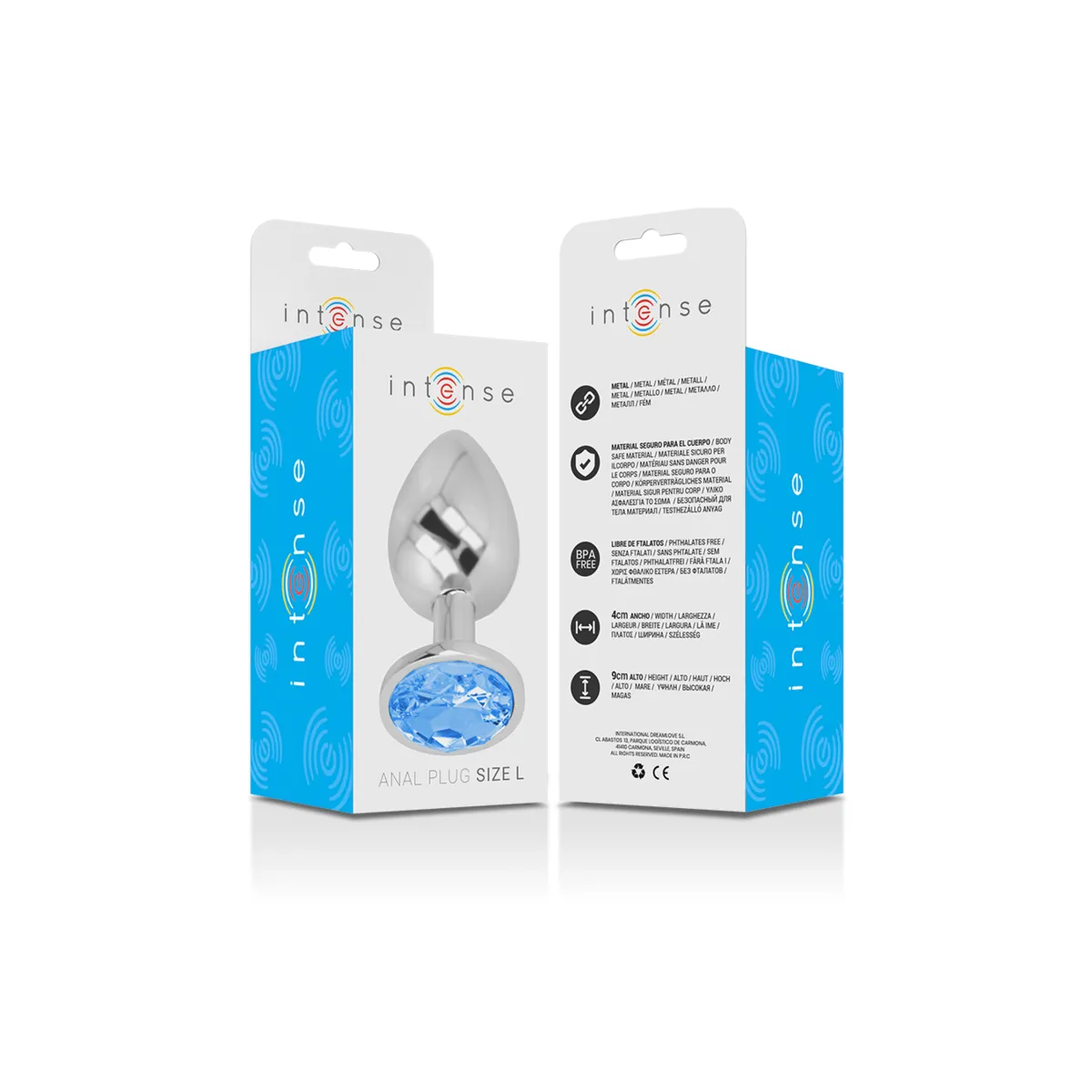 Analplug aus Aluminiummetall mit Blauem Kristall, Grösse L von Intense Anal Toys | Fesselliebe.de