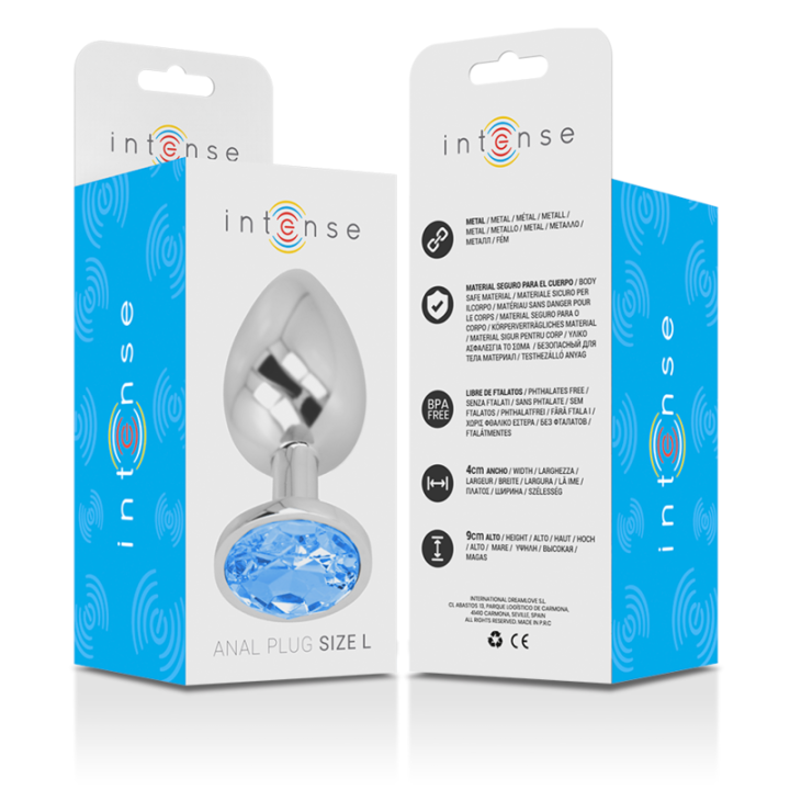 Analplug aus Aluminiummetall mit Blauem Kristall, Grösse L von Intense Anal Toys | Fesselliebe.de