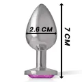 Aluminiummetall-Analsplug mit Rosafarbenem Kristall, Grösse S von Intense Anal Toys