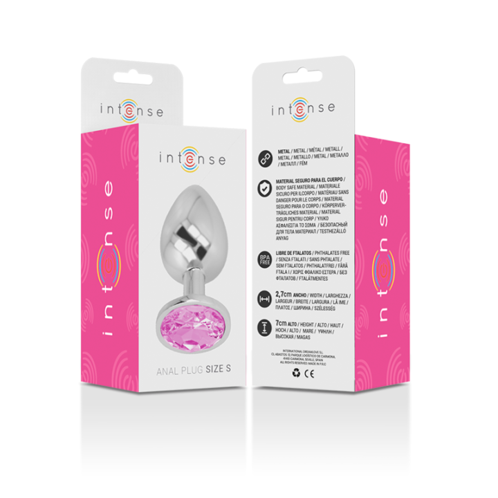 Aluminiummetall-Analsplug mit Rosafarbenem Kristall, Grösse S von Intense Anal Toys | Fesselliebe.de