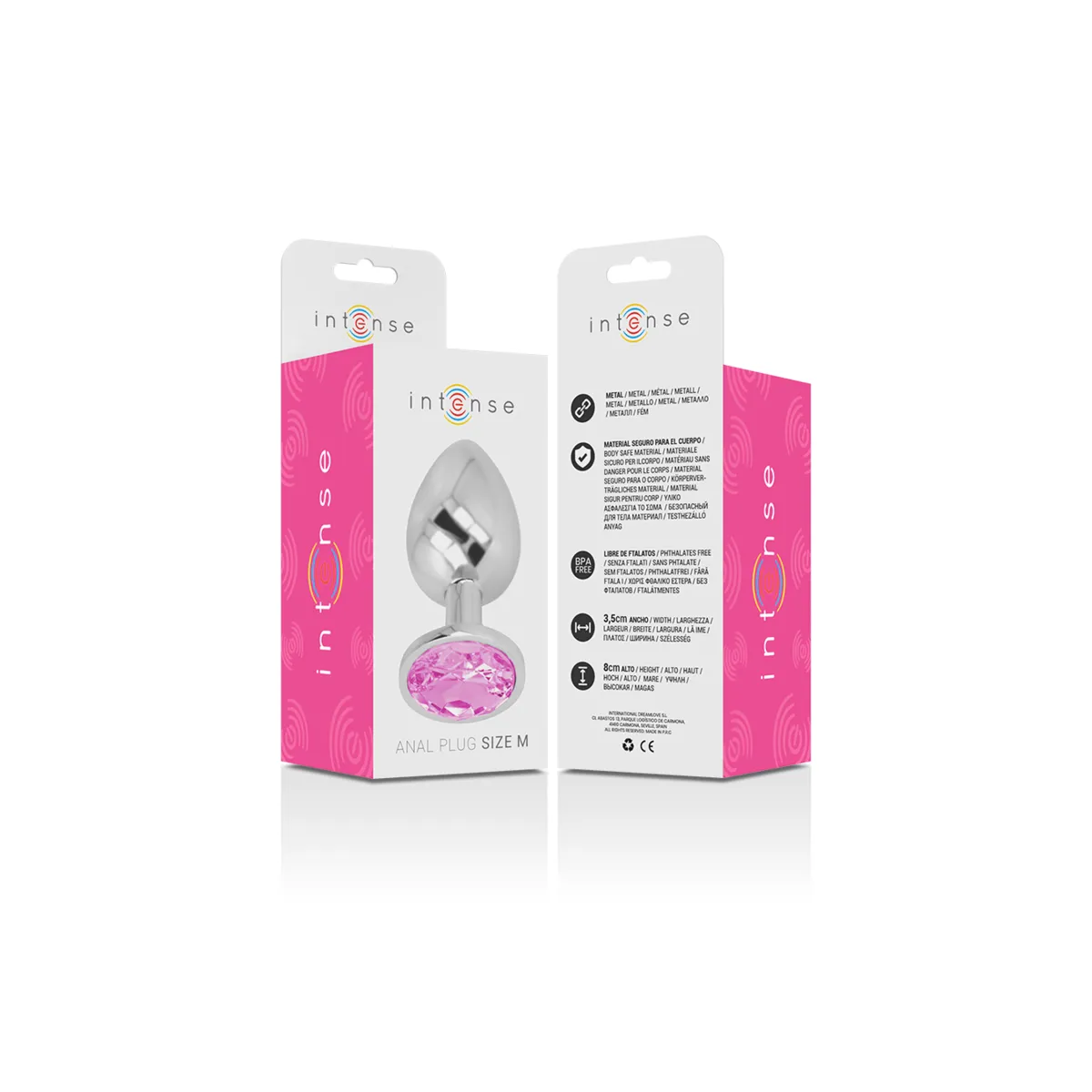 Analplug aus Aluminiummetall mit Rosa Kristall, Grösse M von Intense Anal Toys | Fesselliebe.de