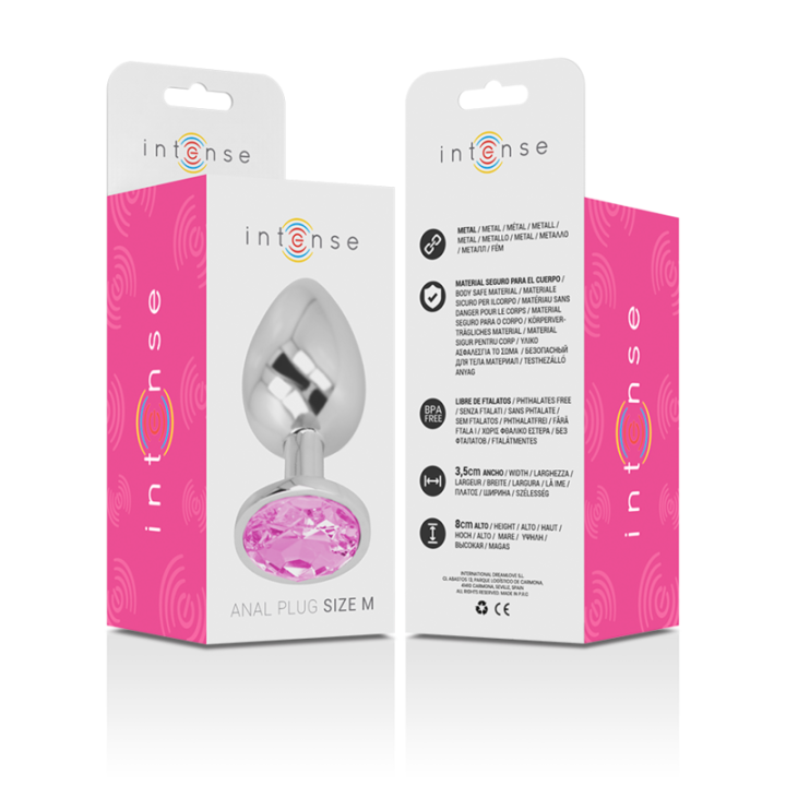 Analplug aus Aluminiummetall mit Rosa Kristall, Grösse M von Intense Anal Toys | Fesselliebe.de