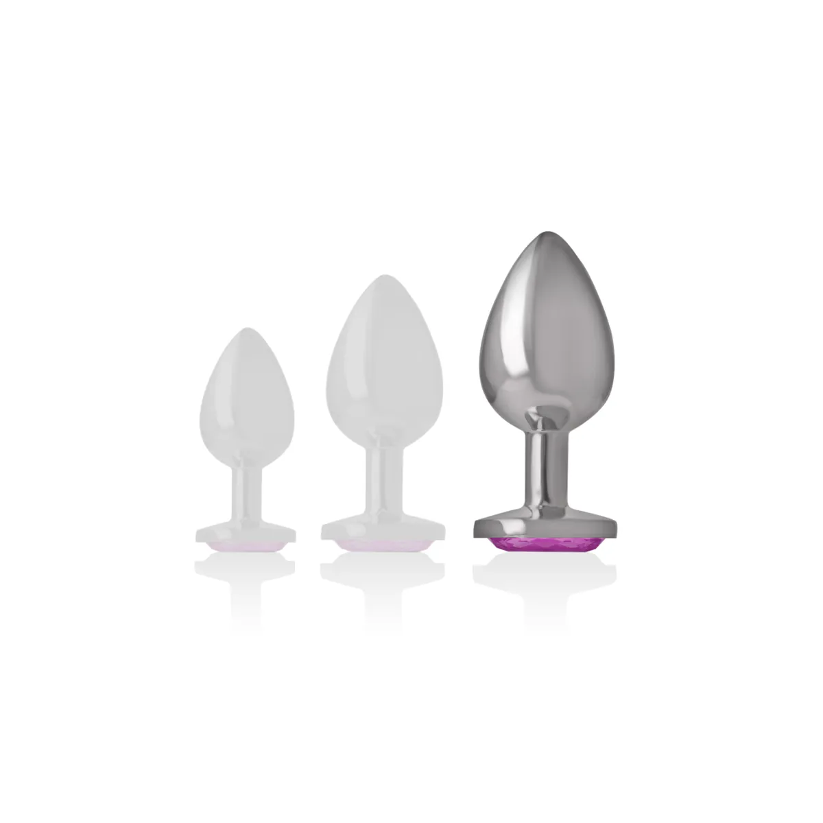 Analplug aus Aluminiummetall mit Rosa Kristall, Grösse L von Intense Anal Toys | Fesselliebe.de