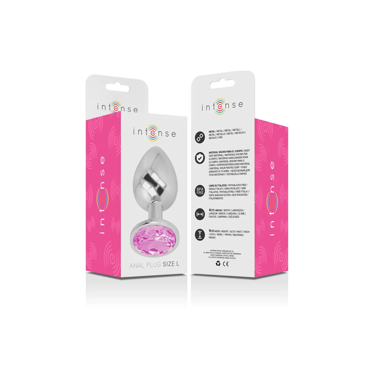 Analplug aus Aluminiummetall mit Rosa Kristall, Grösse L von Intense Anal Toys | Fesselliebe.de