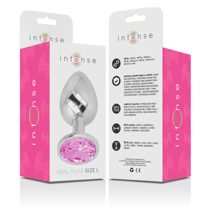 Analplug aus Aluminiummetall mit Rosa Kristall, Grösse L von Intense Anal Toys | Fesselliebe.de
