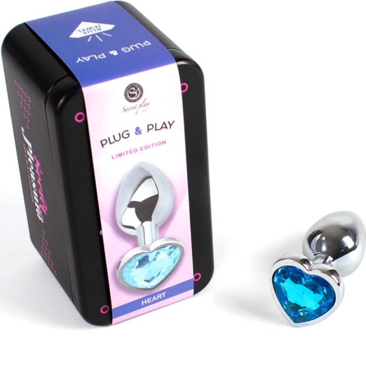 Butt Plug aus Metall, Blaues Herz, Kleine Grösse 7 cm von Secretplay Toys | Fesselliebe.de