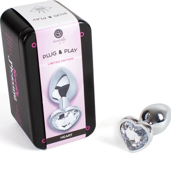 Butt Plug aus Metall, Klares Kristallherz, Kleine Grösse 7 cm von Secretplay Toys | Fesselliebe.de
