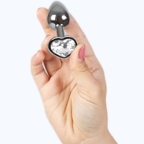 Butt Plug aus Metall, Klares Kristallherz, Kleine Grösse 7 cm von Secretplay Toys | Fesselliebe.de