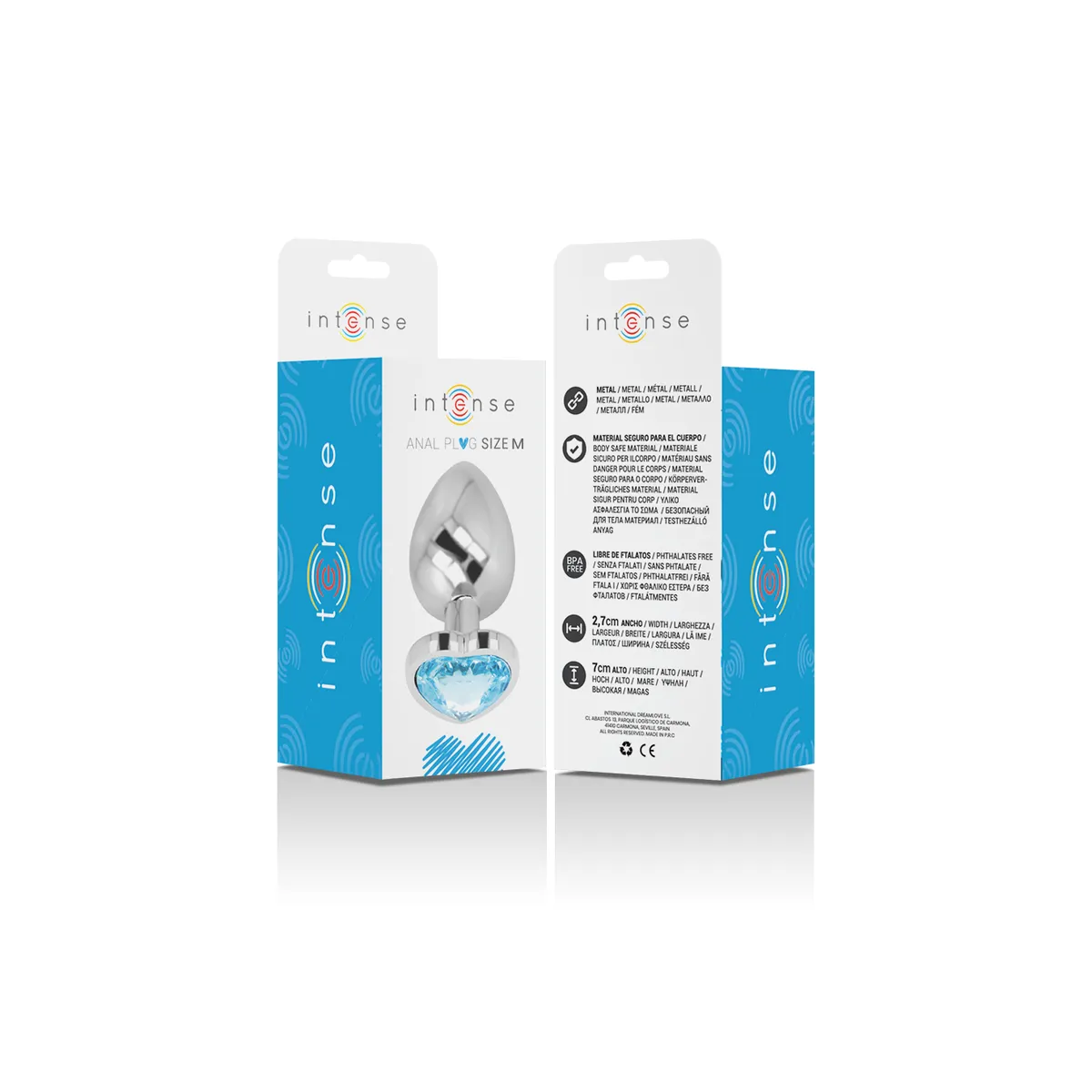 Aluminium-Metall-Anal-Stecker, Blaues Herz, Grösse M von Intense Anal Toys | Fesselliebe.de