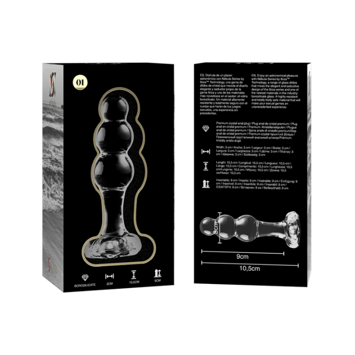 Modell 1 Stecker Borosilikatglas Transparent 10,5 cm -O- 3 cm von Nebula Series By Ibiza | Fesselliebe.de