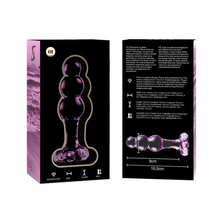 Modell 1 Analplug Borosilikatglas Rosa 10,5 cm -O- 3 cm von Nebula Series By Ibiza | Fesselliebe.de