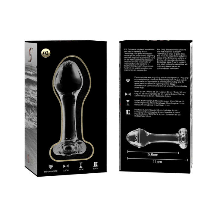 Modell 2 Analplug Borosilikatglas Klar 11 cm -O- 3,5 cm von Nebula Series By Ibiza | Fesselliebe.de