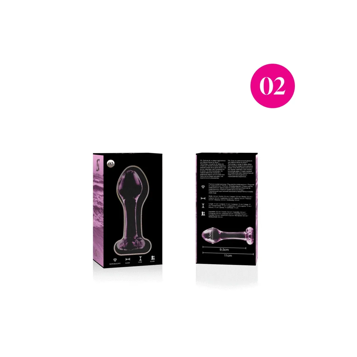 Modell 2 Analplug Borosilikatglas Rosa 11 cm -O- 3,5 cm von Nebula Series By Ibiza | Fesselliebe.de