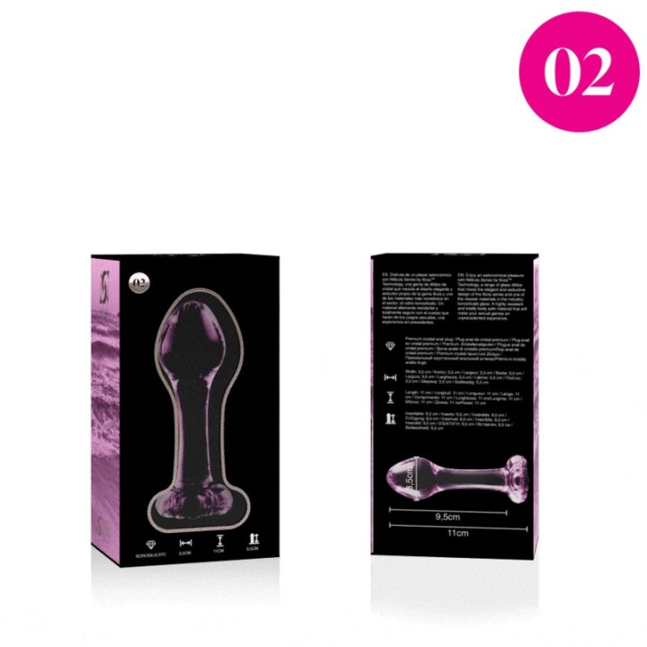 Modell 2 Analplug Borosilikatglas Rosa 11 cm -O- 3,5 cm von Nebula Series By Ibiza | Fesselliebe.de