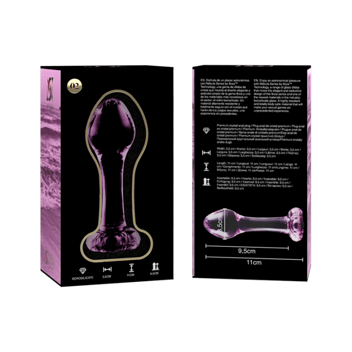 Modell 2 Analplug Borosilikatglas Rosa 11 cm -O- 3,5 cm von Nebula Series By Ibiza | Fesselliebe.de