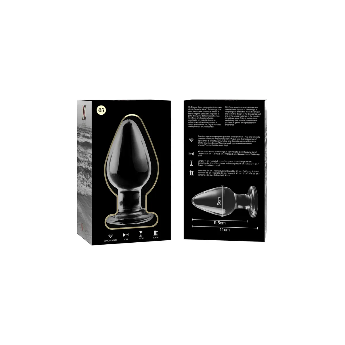 Modell 3 Analplug Borosilikatglas Transparent 11 cm -O- 5 cm von Nebula Series By Ibiza | Fesselliebe.de