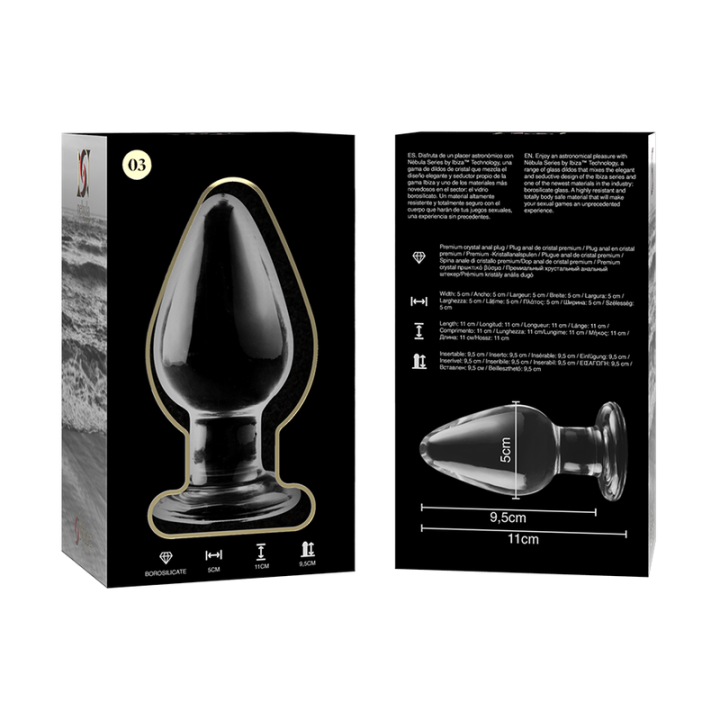 Modell 3 Analplug Borosilikatglas Transparent 11 cm -O- 5 cm von Nebula Series By Ibiza | Fesselliebe.de
