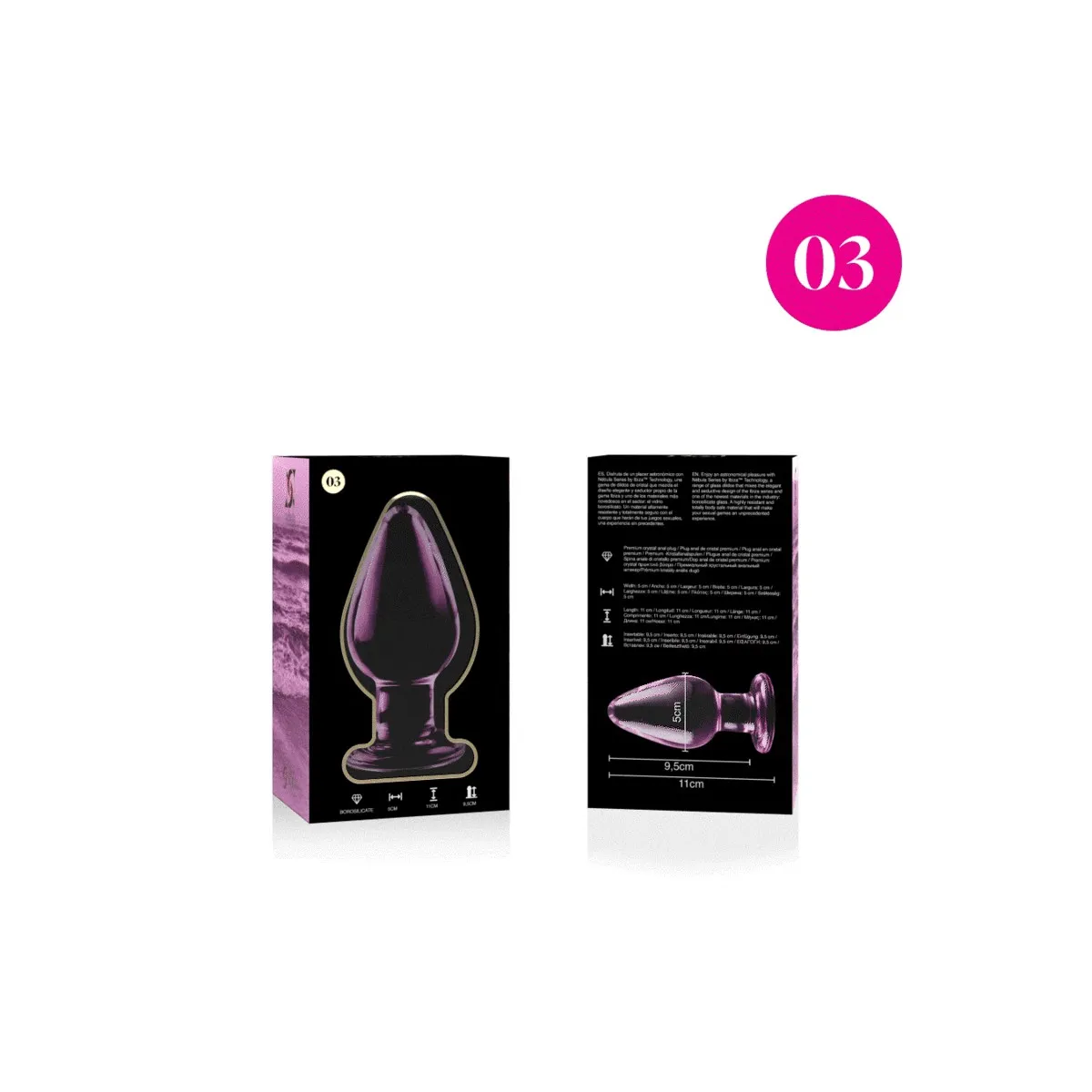 Modell 3 Analplug Borosilikatglas Rosa 11 cm -O- 5 cm von Nebula Series By Ibiza | Fesselliebe.de