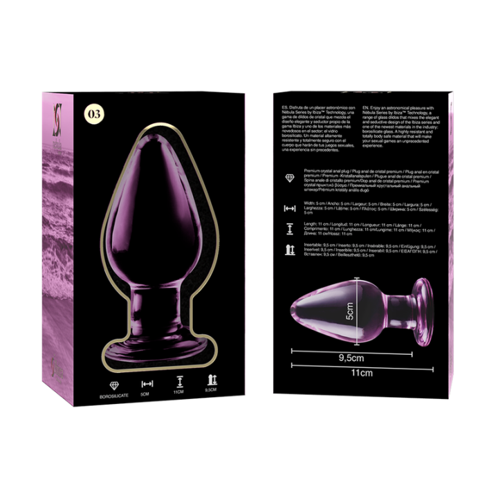 Modell 3 Analplug Borosilikatglas Rosa 11 cm -O- 5 cm von Nebula Series By Ibiza | Fesselliebe.de