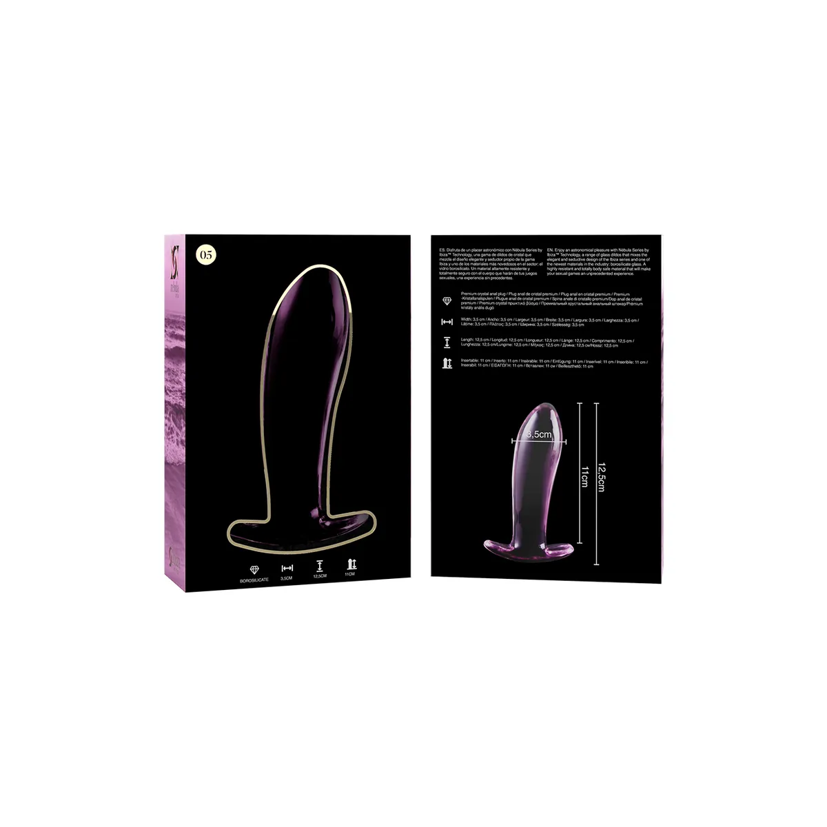 Modell 5 Analplug Borosilikatglas Rosa 12,5 cm -O- 3,5 cm von Nebula Series By Ibiza | Fesselliebe.de