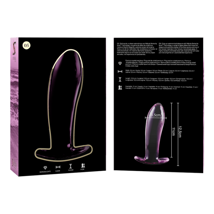 Modell 5 Analplug Borosilikatglas Rosa 12,5 cm -O- 3,5 cm von Nebula Series By Ibiza | Fesselliebe.de