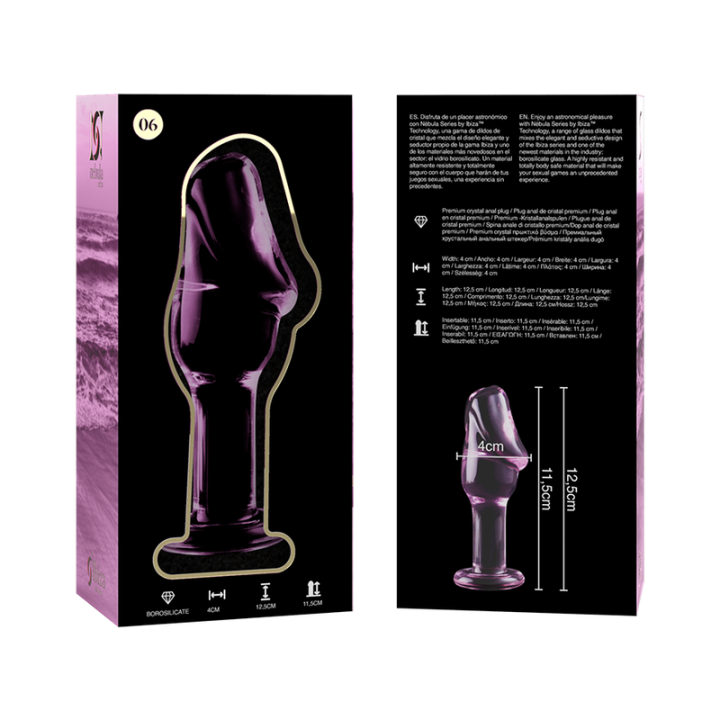 Modell 6 Analplug Borosilikatglas Rosa 12,5 cm -O- 4 cm von Nebula Series By Ibiza | Fesselliebe.de