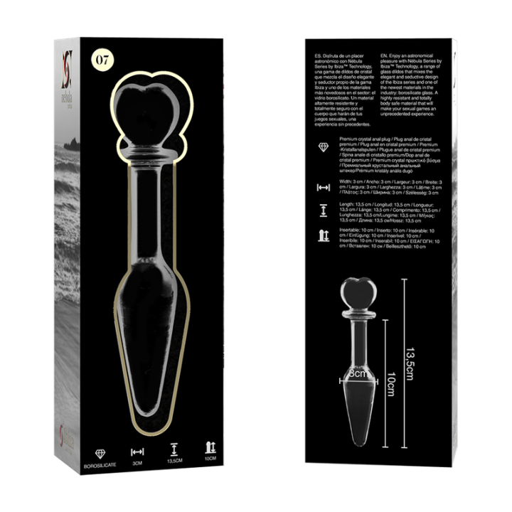 Modell 7 Analplug Borosilikatglas Klar 13,5 cm -O- 3 cm von Nebula Series By Ibiza | Fesselliebe.de