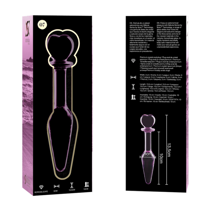 Modell 7 Analplug Borosilikatglas Rosa 13,5 cm -O- 3 cm von Nebula Series By Ibiza | Fesselliebe.de