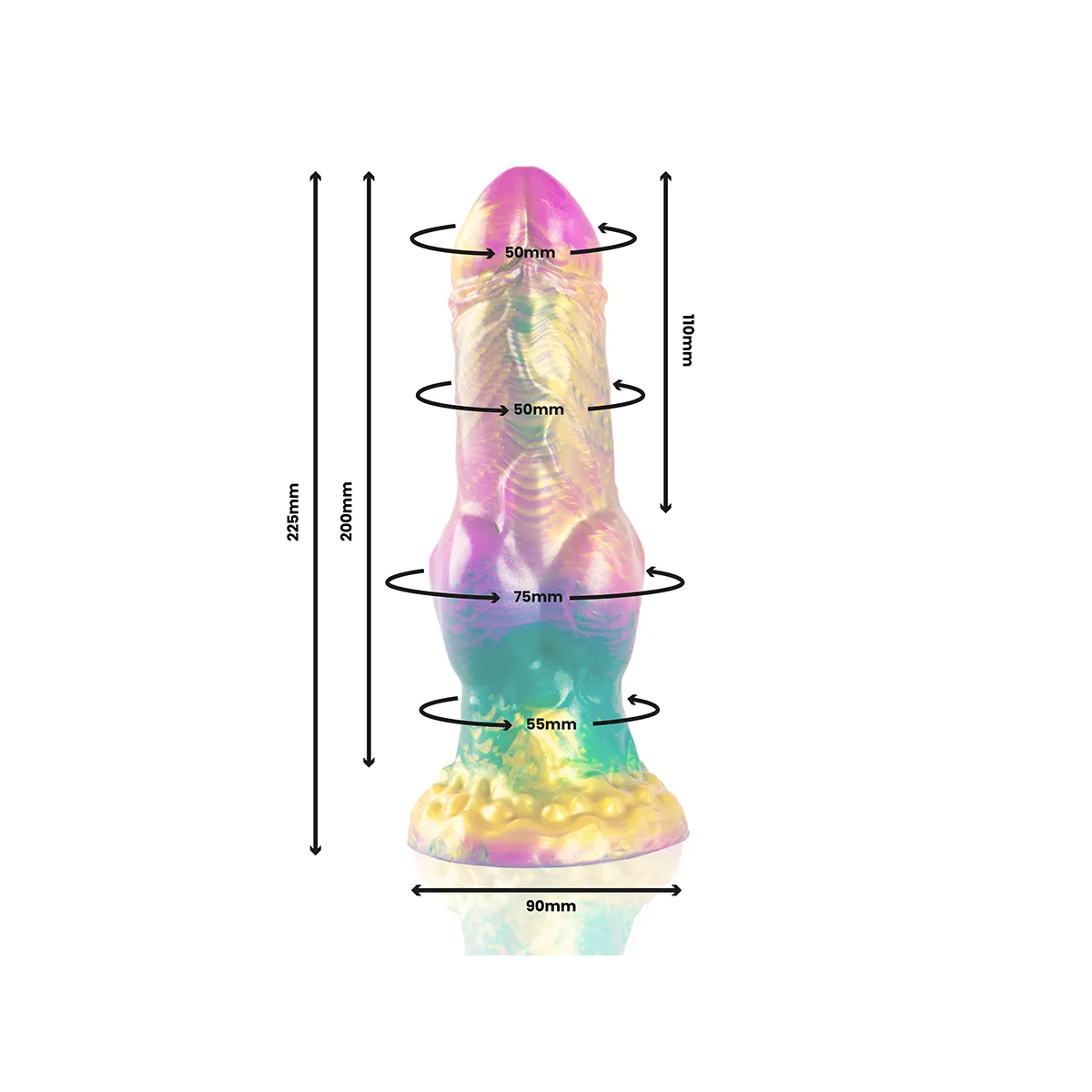 Iris Dildo mit Regenbogenfarbenen Hoden der Vergnügung von Epic | Fesselliebe.de