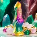 Iris Dildo mit Regenbogenfarbenen Hoden der Vergnügung von Epic