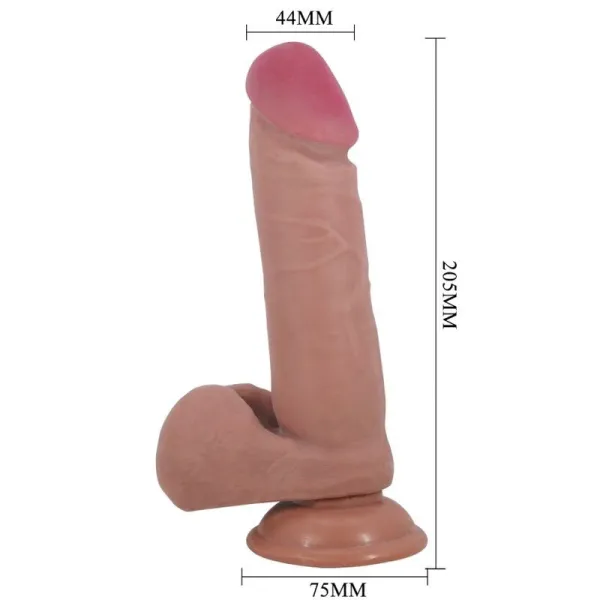 Realistischer Dildo der Sliding Skin-Serie mit Sliding Skin-Saugnapf Braun 20,5 cm von Pretty Love High Grade | Fesselliebe.de