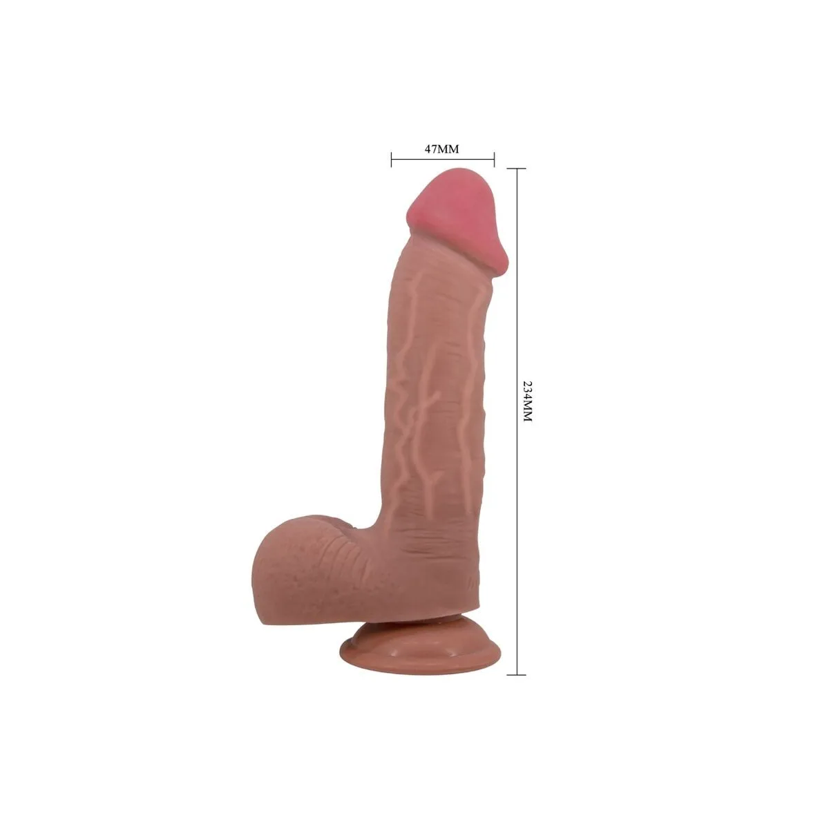 Realistischer Dildo der Sliding Skin-Serie mit Sliding Skin-Saugnapf Braun 23,4 cm von Pretty Love High Grade | Fesselliebe.de