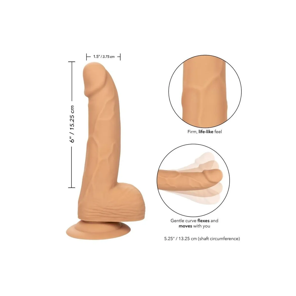 Silikon-Dildo 15,24 cm Haut von Calexotics | Fesselliebe.de