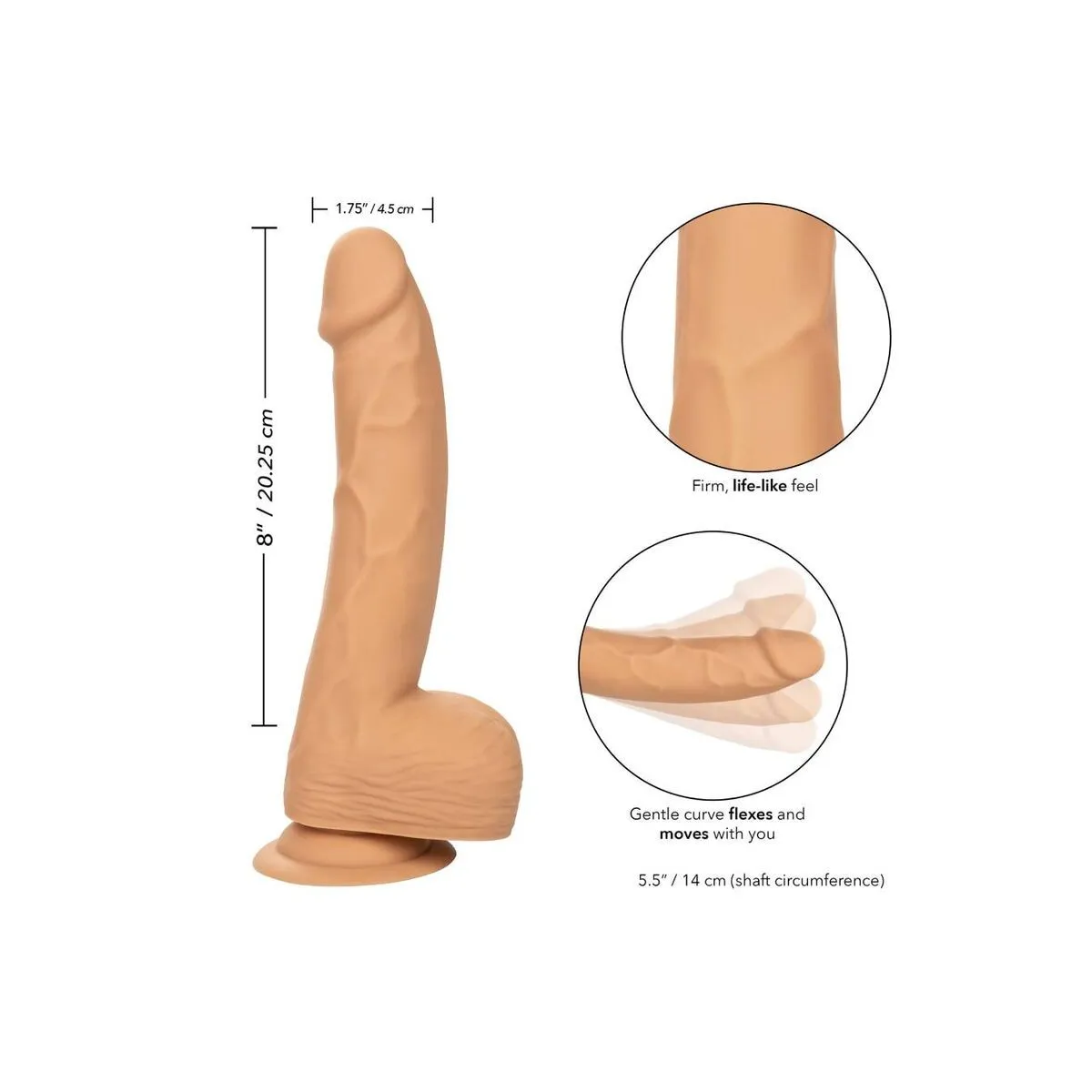 Silikon-Dildo 20,32 cm Haut von Calexotics | Fesselliebe.de