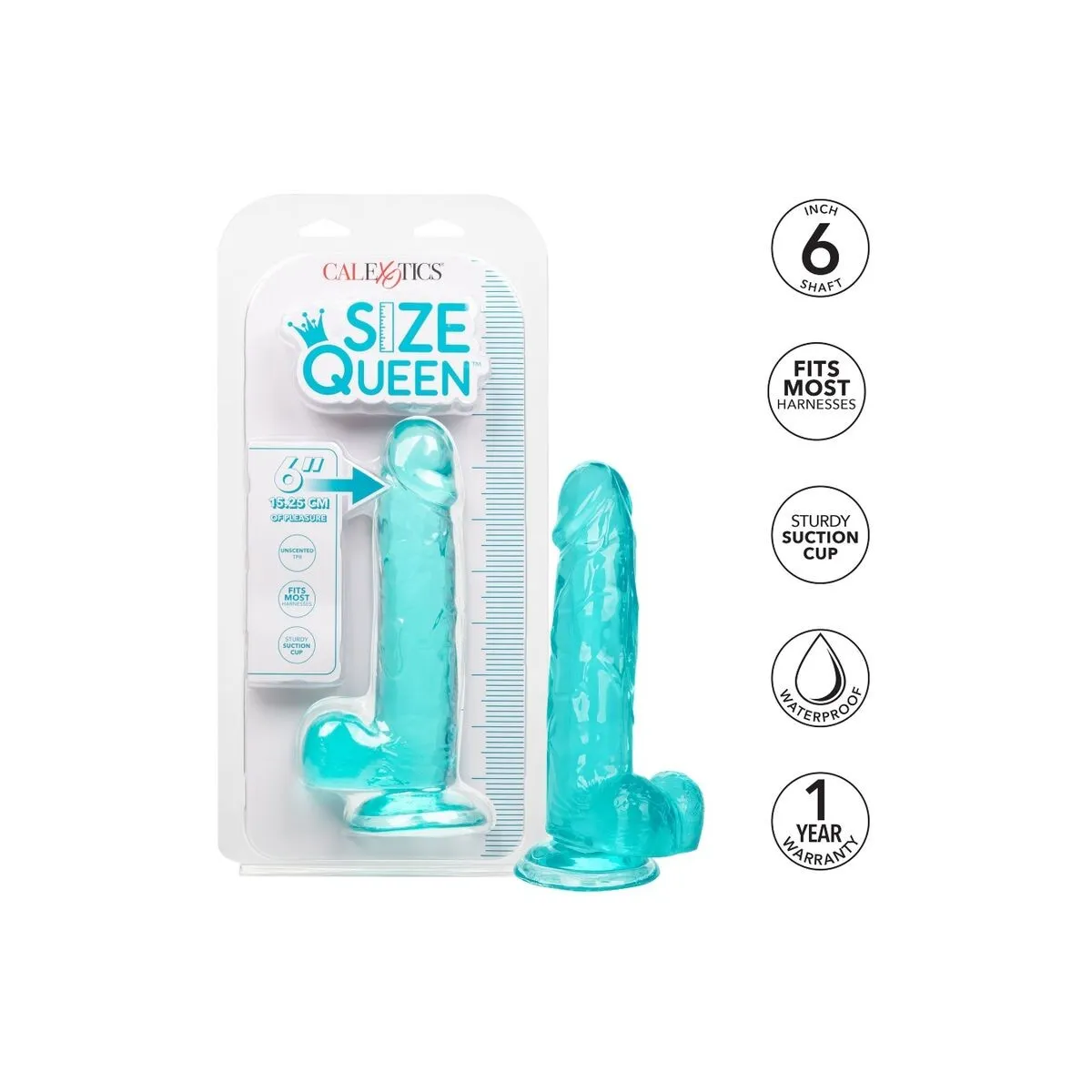 Grösse Königin-Dildo Blau 15,3 cm von Calexotics | Fesselliebe.de