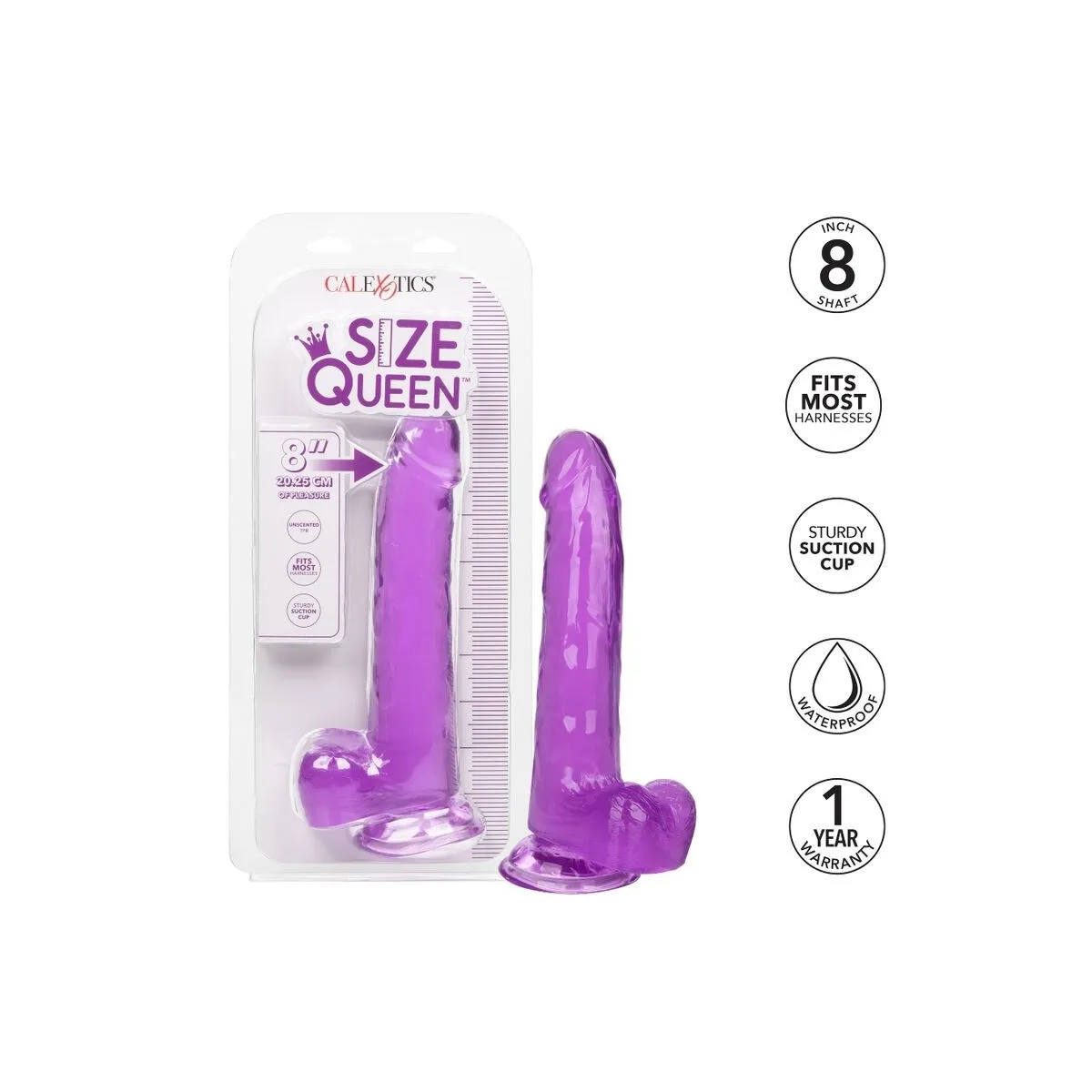 Grösse Königin-Dildo Lila 20,3 cm von Calexotics | Fesselliebe.de