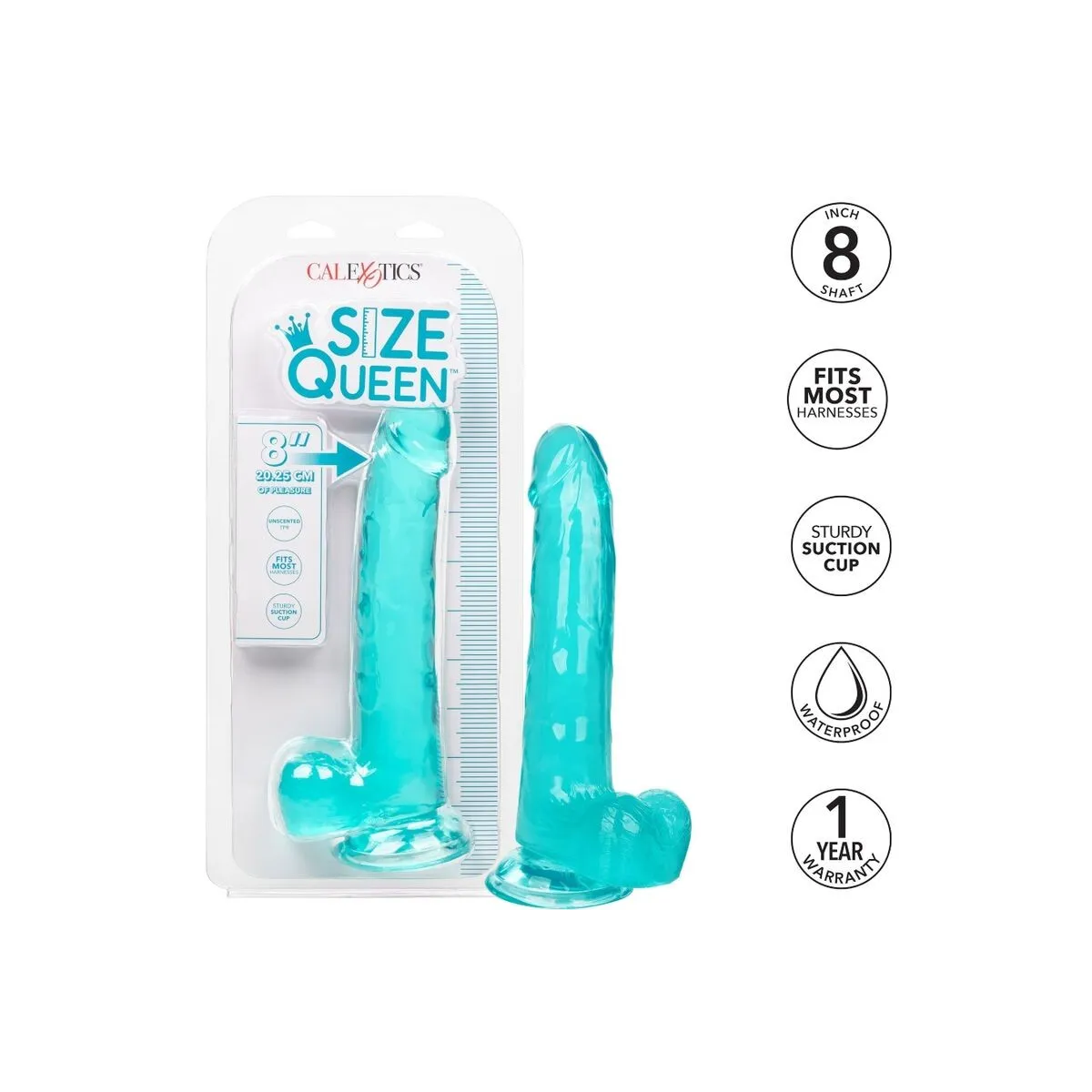 Grösse Königin-Dildo Blau 20,3 cm von Calexotics | Fesselliebe.de
