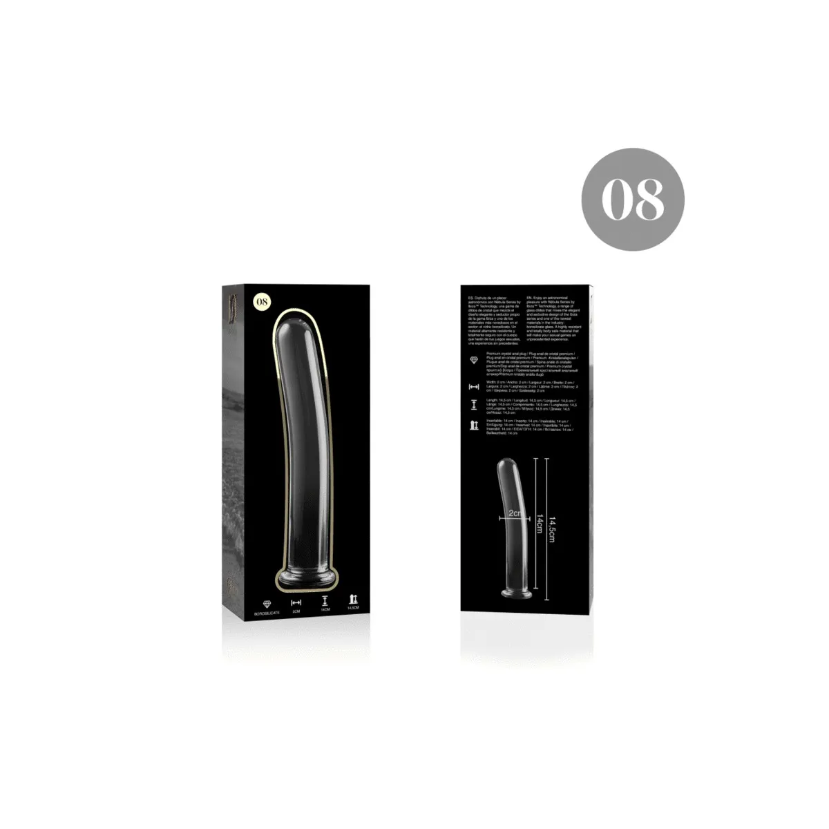 Modell 8 Dildo Borosilikatglas Klar 14,5 cm -O- 2 cm von Nebula Series By Ibiza | Fesselliebe.de
