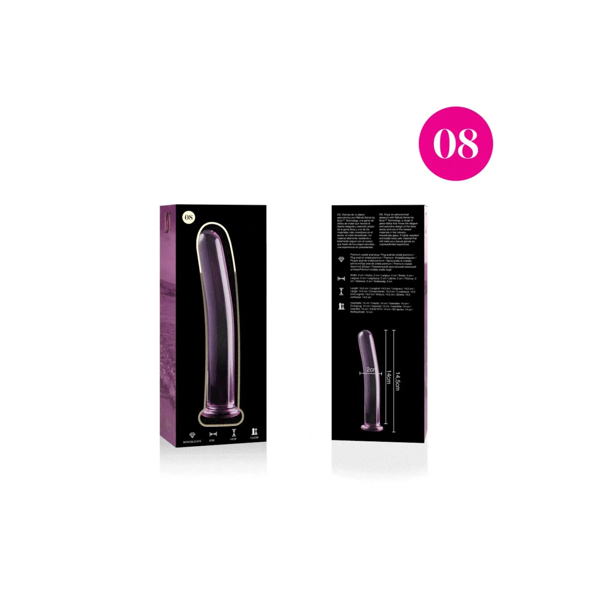 Modell 8 Dildo Borosilikatglas Rosa 14,5 cm -O- 2 cm von Nebula Series By Ibiza | Fesselliebe.de