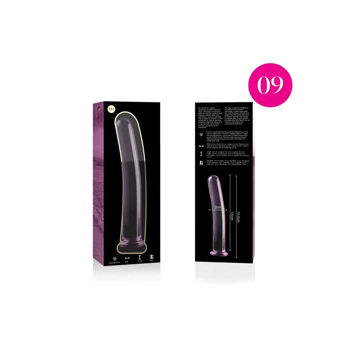 Modell 9 Dildo Borosilikatglas Rosa 15,5 cm -O- 2,5 cm von Nebula Series By Ibiza | Fesselliebe.de