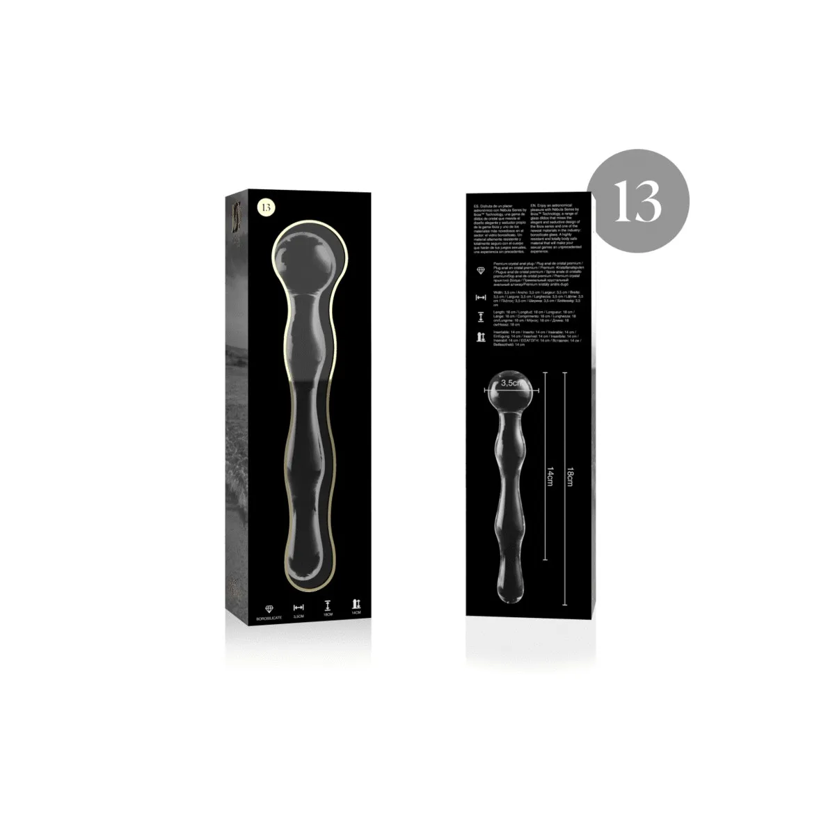 Modell 13 Dildo Borosilikatglas Klar 18 cm -O- 3,5 cm von Nebula Series By Ibiza | Fesselliebe.de